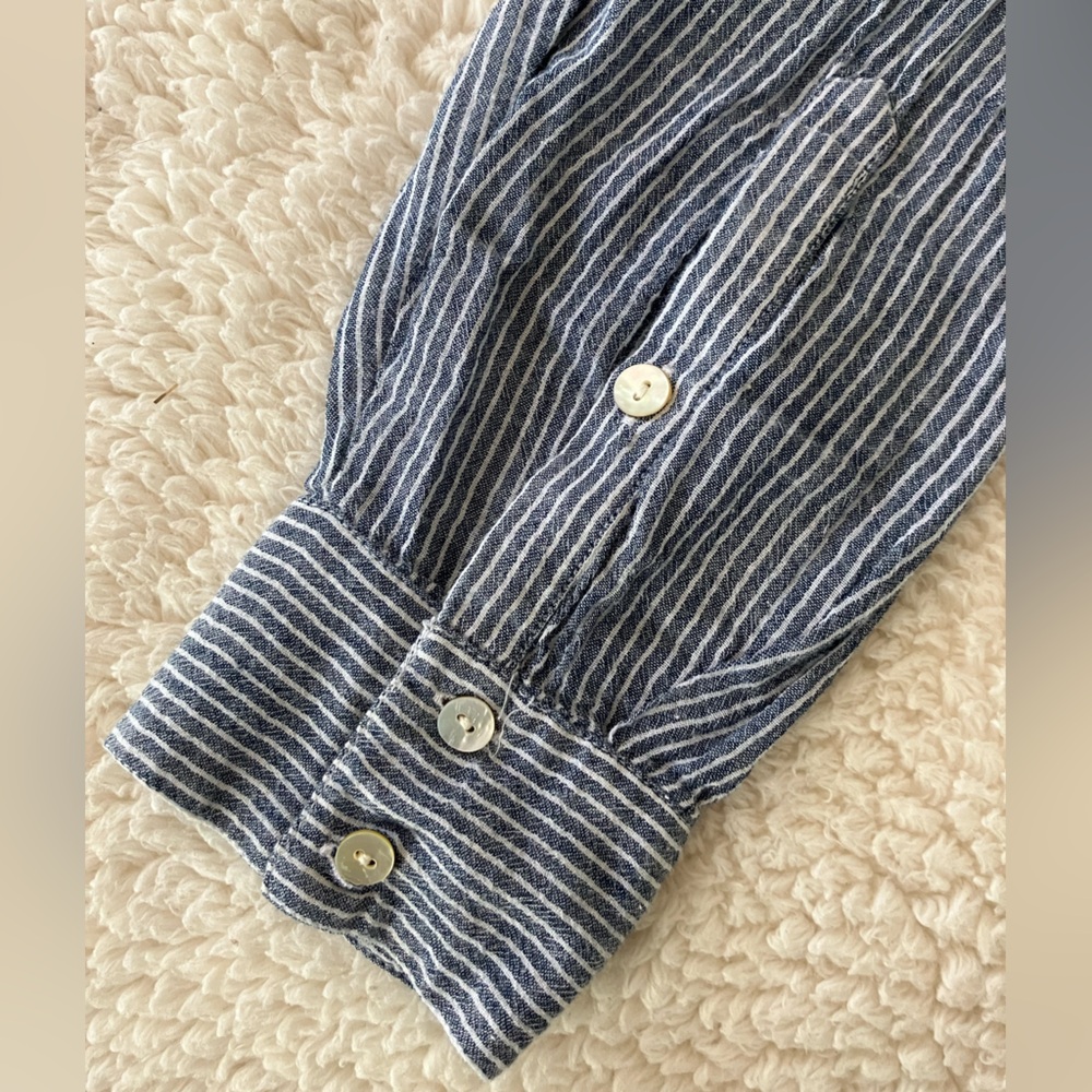 Lord & Taylor striped cotton blouse top button down baggy casual minimalist 1X - Picture 5 of 8